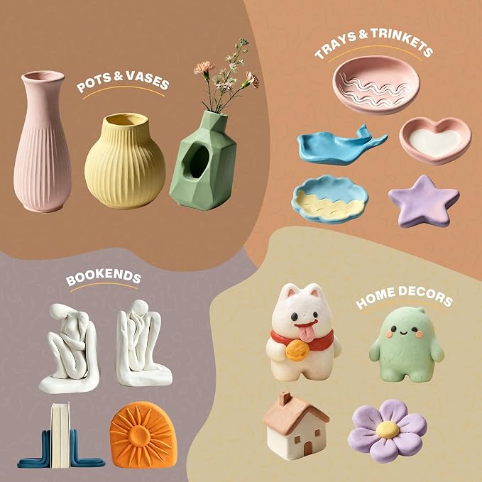 Air Dry Clay Kit for Adults, Complete Pottery Set for Beginners with Tools, Handmade Art Gifts for Women Men