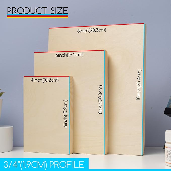 MEEDEN Unfinished Wood Canvas Board:4x6 6x8 8x10 Canvas Panel Pack of 6