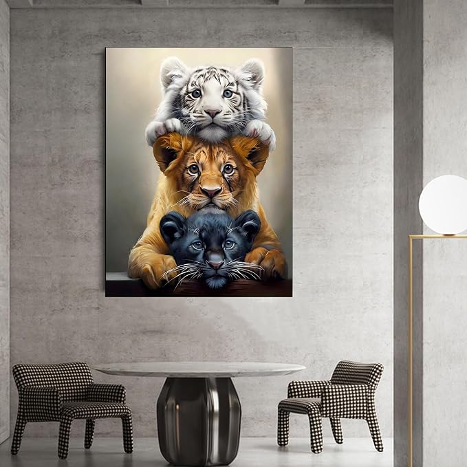 Diamond Art Kits for Adults,Three Tigers Diamond Painting Kit 11.8x15.8inch | 5D DIY Full Round Drill Paint by Diamond,Diamond Dot Gem Art Crafts,for Home Art Wall Beginners
