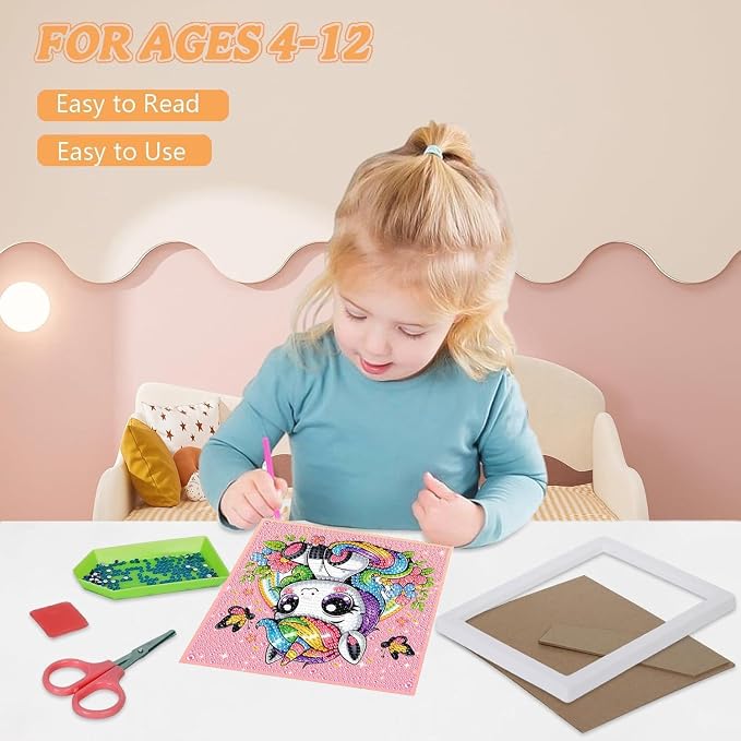 cviokrdu 4 PCS Diamond Art Kits for Kids, Animal Diamond Art for Kids Ages 4 8 12, Cute Sloths Koalas Raccoons Gem Art Kit Crafts Beginners for Gift Home Wall Decor(6x6inch)