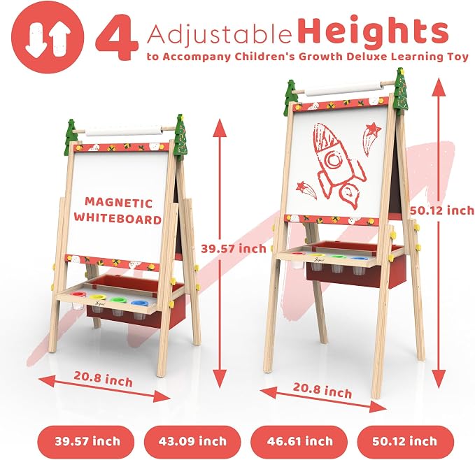 Joyooss Art Easel for Kids Easel for Toddler with Paper roll Red