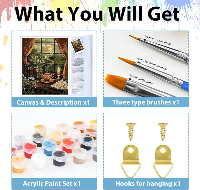 Night Paint by Numbers Kit for Adults, Paint by Number for Adults 16x20 in | Paint by Numbers Kit for Adults, Acrylic Painting by Numbers, DIY Arts and Crafts for Gifts or Home Decor