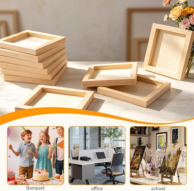 FSWCCK 10 Pack 7 x 7 inch Wood Panel Boards, Unfinished Wood Canvas Panels for Crafts, Painting Canvas, DIY Art Projects, Pouring, Arts Use with Oils, Acrylics