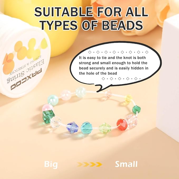 Paxcoo 1.4 mm Elastic Bracelet String Cord, White Stretch Bead Cord for Bracelet Making (Pack of 3)