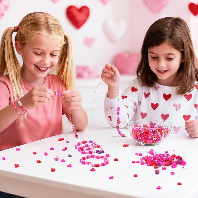 Augshy 300Pcs Conversation Heart Beads,Valentine's Day Polymer Clay Beads