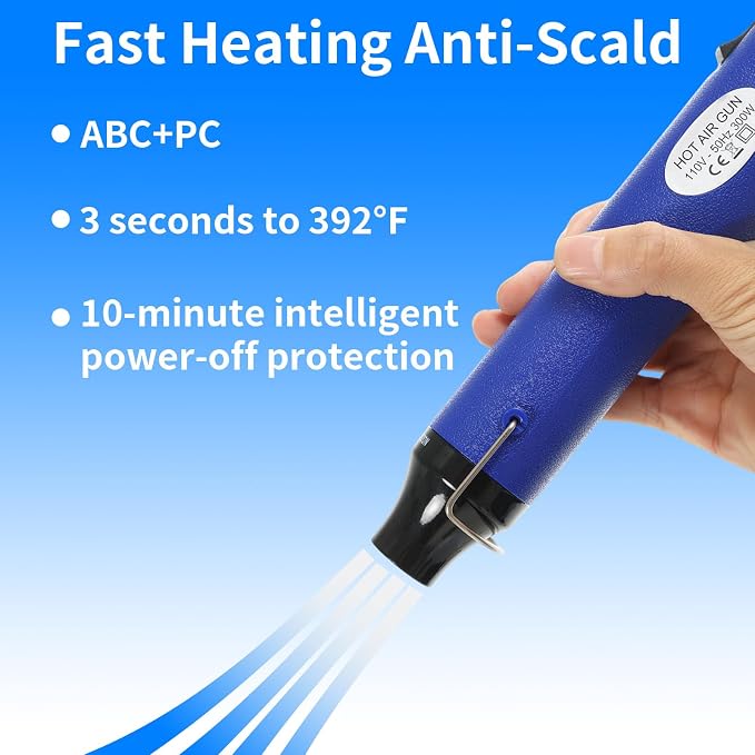 Heat Gun 300w, Handed Hot Air Gun for Crafting and DIY (Blue)