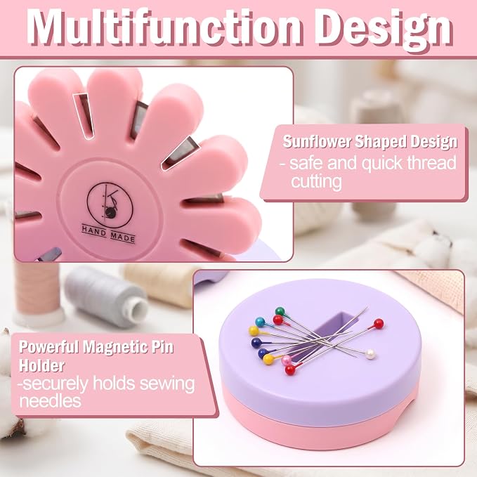 Sizobi Pink Magnetic Pin Holder with Thread Cutter, Blade Saver