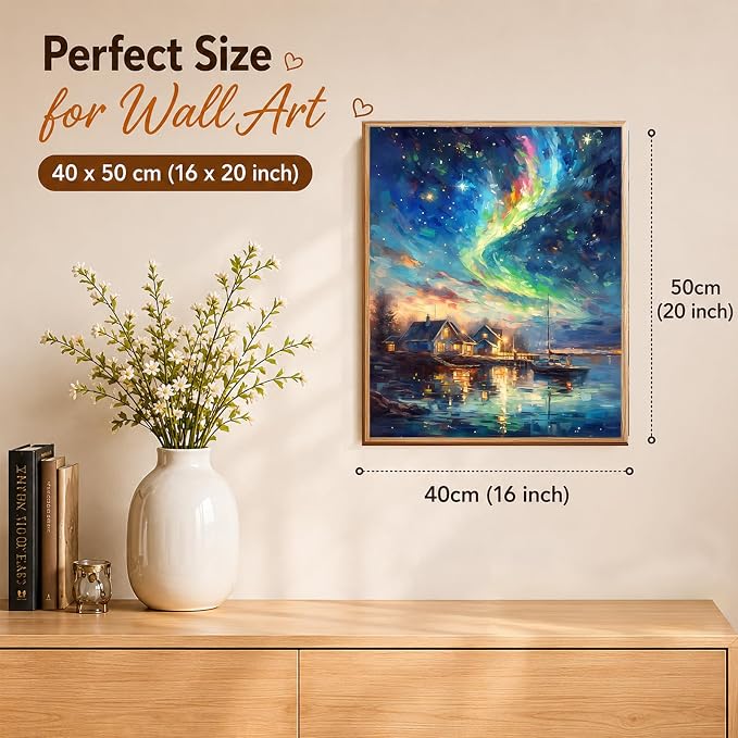AUKELHJ Paint by Numbers Kit for Adults Beginner, Aurora, 16X20 Inch | Paint by Number for Adults, Beginner Friendly, High-Definition Color Canvas, Stress Relief, Home Decor, Gifts, Unframed