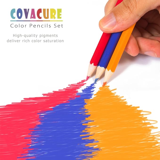 COVACURE Colored Pencils, 36 Pack Premier Color Pencil Set | Colored Pencil Set with Sharpener and Canvas Pencil Bag, Soft Core, for Drawing, Sketching, Blending, Shading & Art Supplies
