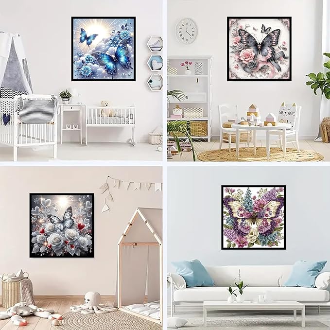 mrpwnle 4 Pack Diamond Art Kits for Adults, Butterfly Diamond Painting Kits