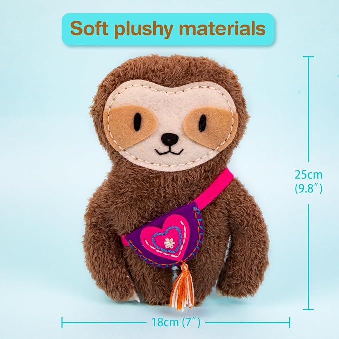Avenir My First Sewing Kit for Kids 6-8, Sloth Stuffed Animal Craft Set