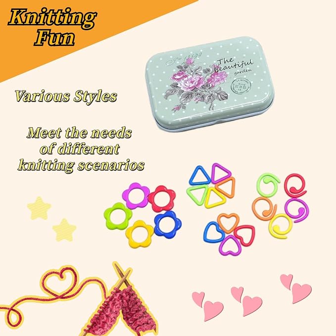 Wonafa 50Pcs Triangle Metal Stitch Markers,Metal Colorful Crochet Stitch Markers,with Storage Box for Crocheting Clothing Tag DIY Craft Project (Triangle-50Pcs)