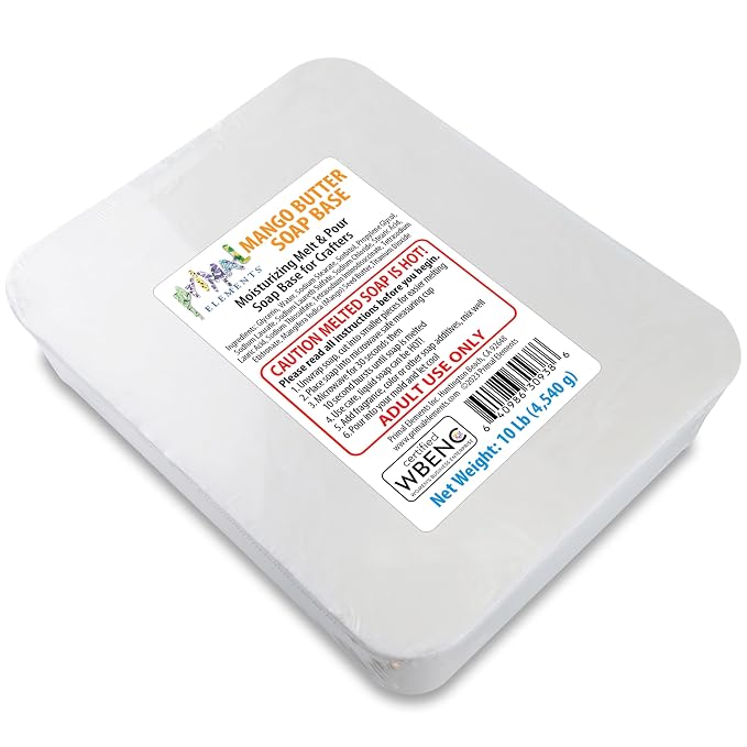 Primal Elements Mango Butter Soap Base - Moisturizing Melt and Pour Glycerin Soap Base for Crafting and Soap Making, Easy to Cut - 10 Pound