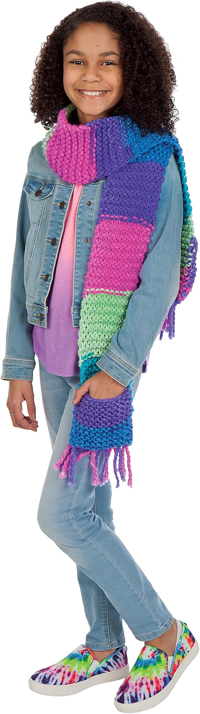 Creativity for Kids Learn to Knit Pocket Scarf - DIY Knitting Kit for Beginners, Kids Craft Kit