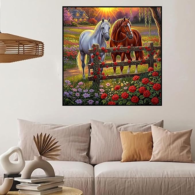 HHMATITS Horse Diamond Art Kits for Adults, Diamond Painting 14X14IN