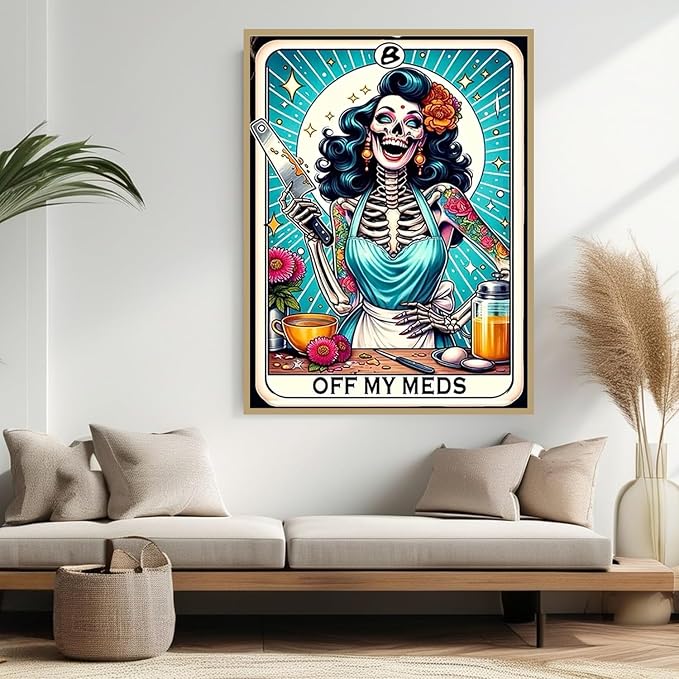 5D Skull Skeleton Chef Diamond Art kits for Adults Beginners 12x 16Inch | Tarot Diamond Painting Kit DIY Full Round Drill Paint by Diamonds Dot Gem Art for Adult, Home Wall Decor
