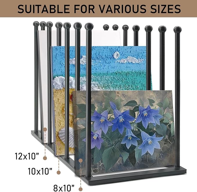 Art Storage Rack, Art Drying Rack, Art Canvas Organizer, Paint Display Rack Metal Easel Display Stands for Canvas Boards, Panels, Prints, Frames, Artworks, Gallery