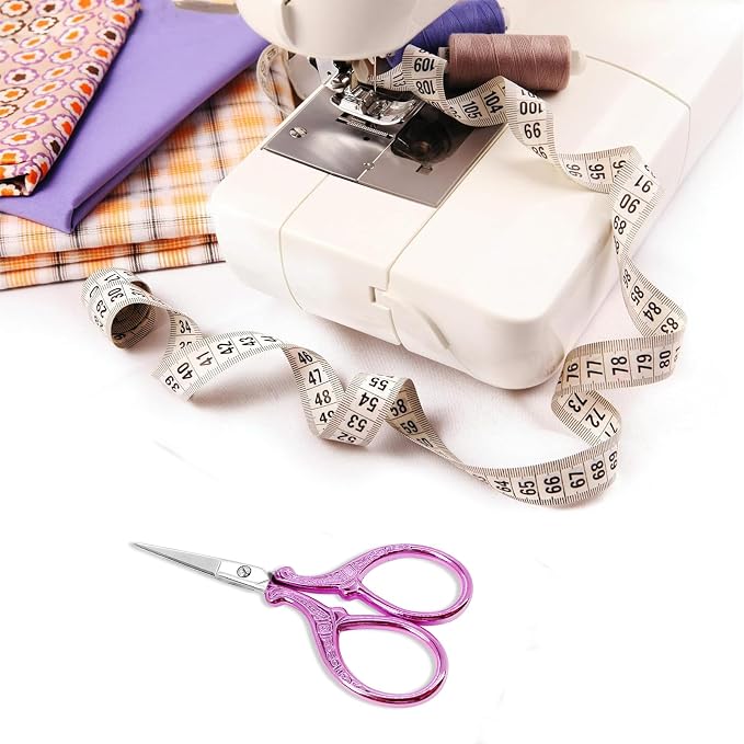 3.6 inch Embroidery Scissors with Sheath Sharp Sewing Crochet Cross Stitch | Craft Scissors with Leather Cover Stainless Steel Sewing Scissors for Needlework DIY Craft Thread Cutting Multi Purpose