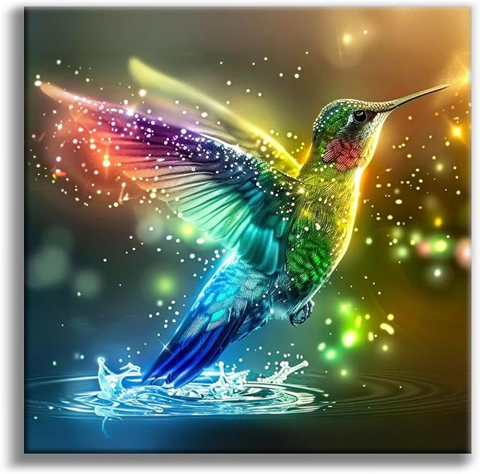 Diamond Art Kits for Adults, Hummingbird DIY Diamond Painting for Beginners | 14x14 Inch, Full Drill Round Dots, Hummingbirds 5D Gem Art Craft Kits, Home Wall Decor, Stress Relief Relaxing Hobby Gift