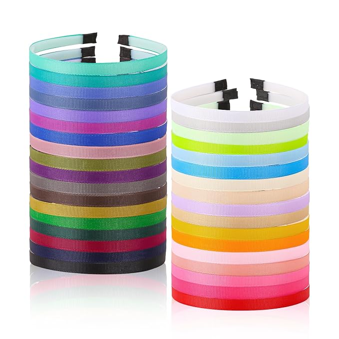 35Pcs Grosgrain Ribbon Headbands DIY Hair Bands for Women Girls