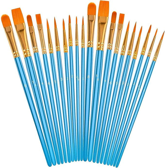 Soucolor Acrylic Paint Brushes Set, 20 Pcs Pointed Tip Artist Paintbrushes | Soft,No-Shed Bristles for Acrylic for Acrylic Oil Watercolor Canvases Rock Nail Miniature Detailing Drawing Art Supplies