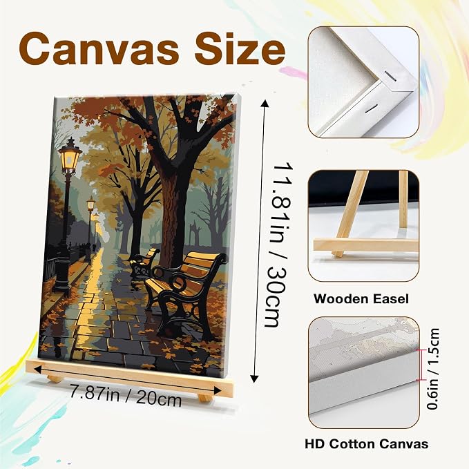 HeeBenor 4 Pack Autumn Paint by Numbers Kit for Adults Framed Canvas