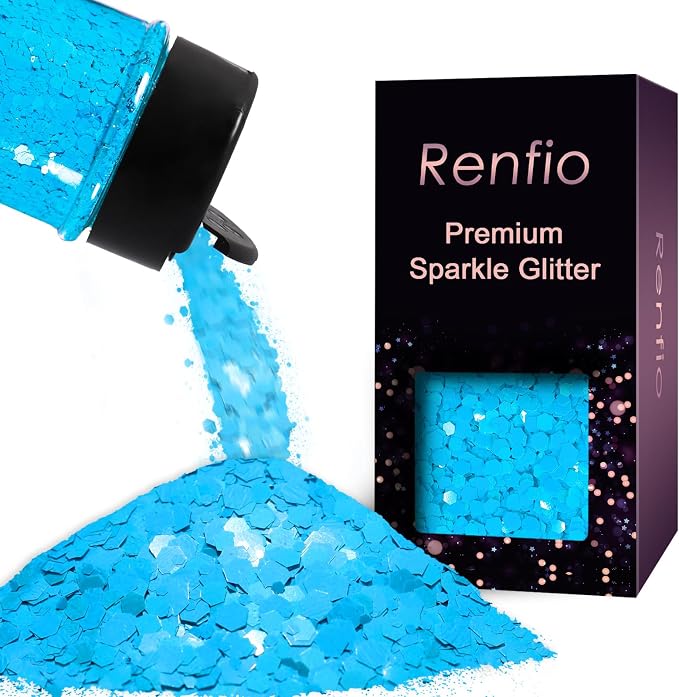 Renfio Blue Chunky Glitter,1.76oz/50g Caribbean Blue Resin Glitter