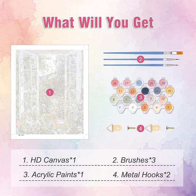 Amaieuin Flower Paint by Numbers Kits for Adults