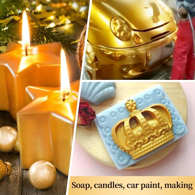 NTWJNJY Sun Gold Mica Powder, Natural Shimmer Mica Powder(50g/1.7oz) | for Epoxy Resin/Candle/Soap/Lip Gloss/Slime/Bath Bombs/Quicksand.Car paint pigments.Candle Dye,Soap Making Dye,Resin dye.