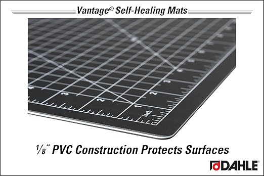 Dahle Vantage 10671 Premium Self-Healing Cutting Mat, 12"x18", 1/2" Grid, 5 Layers for Max Healing, Perfect for Crafts & Sewing, Black