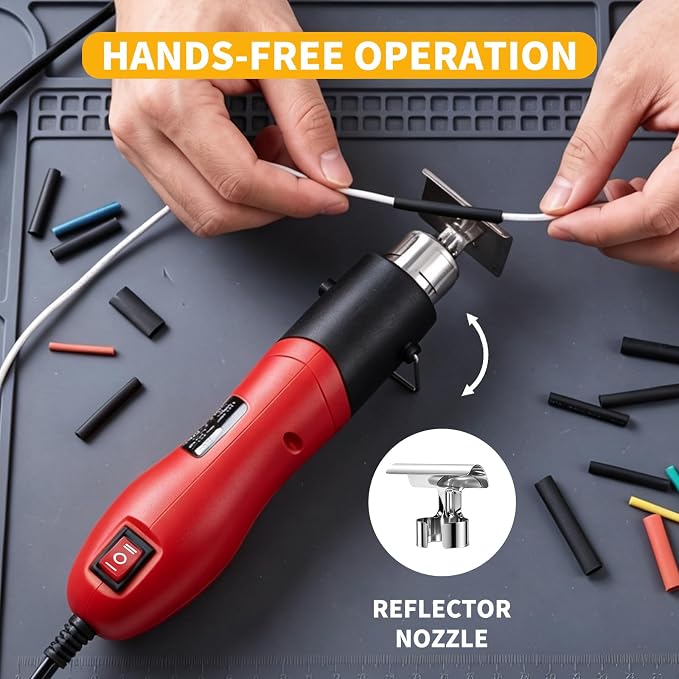 Heat Gun 500W, Handed Hot Air Gun with Nozzle for Crafting and DIY (Red)