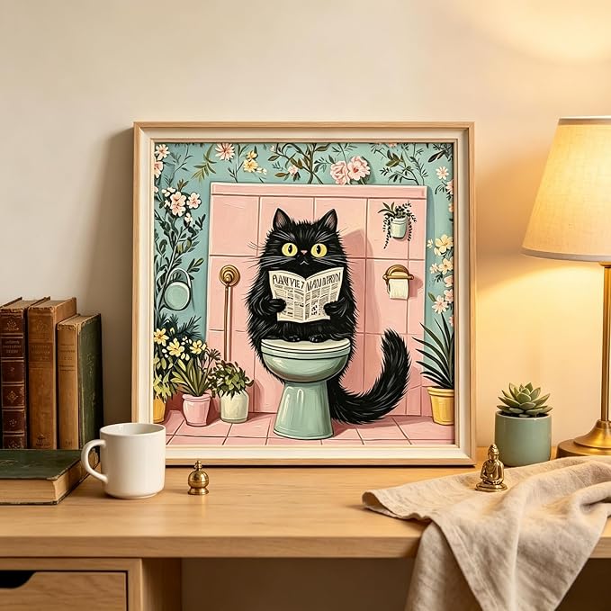 BYGFHLYW Funny Black Cat Paint by Numbers Kit for Adults Beginners | Easy Adult Paint by Number Kits On Canvas, DIY Acrylic Oil Painting Kits for Home Wall Decor 16x16Inch