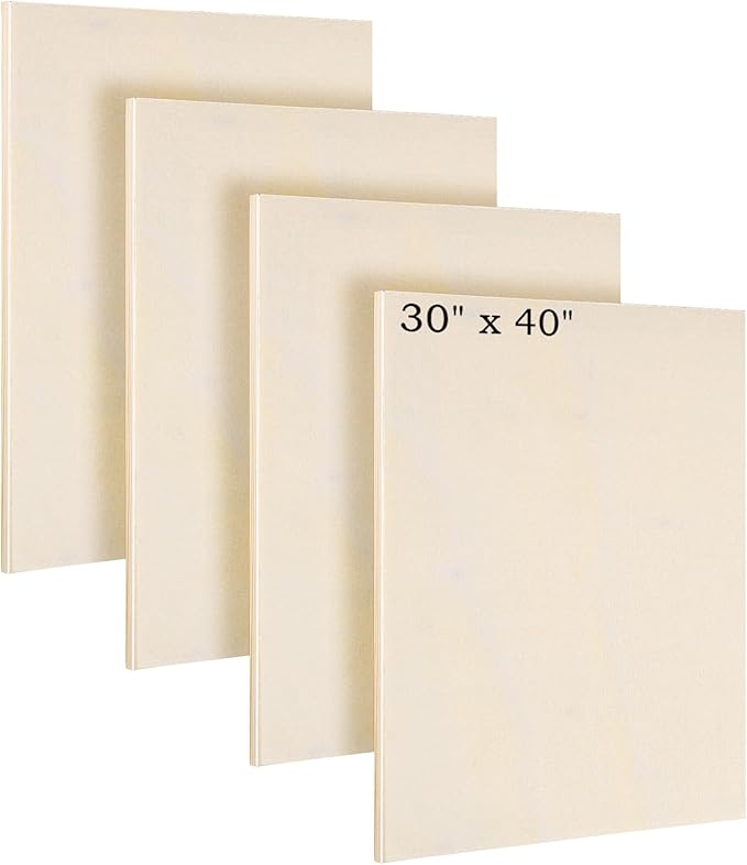 Aodaer 4 Pack Wood Panels 30 x 40 Inch Wooden Panels Canvas Unfinished Craft Wood Boards Panel for Art Crafts Acrylic and Oil Painting Pouring DIY Projects
