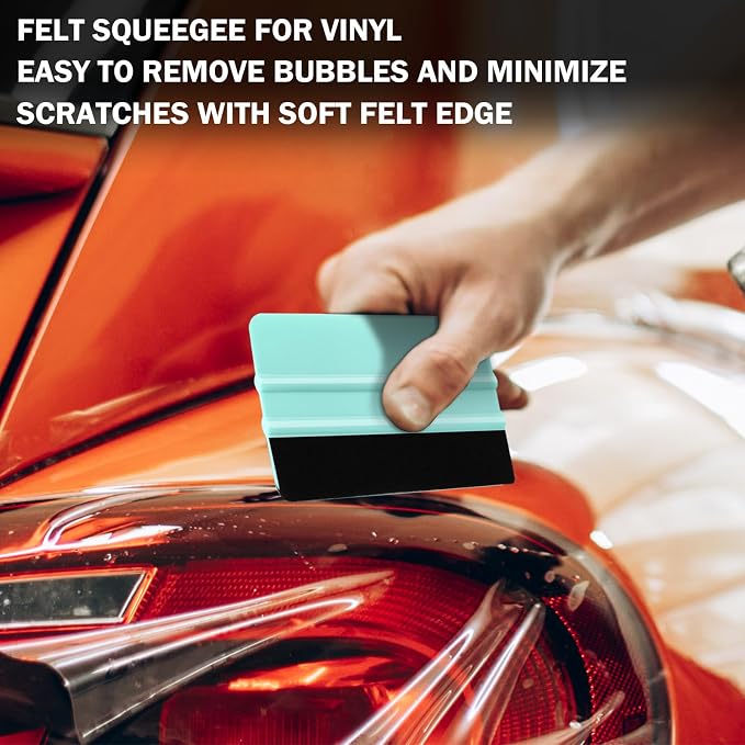 WRAPXPERT Squeegee for Vinyl- Felt Vinyl Squeegee 2 Pcs,Purple and Teal Squeegees Scraper Tool Kit for Crafts Car Wrap Window Tint Wallpaper Glass Film Application