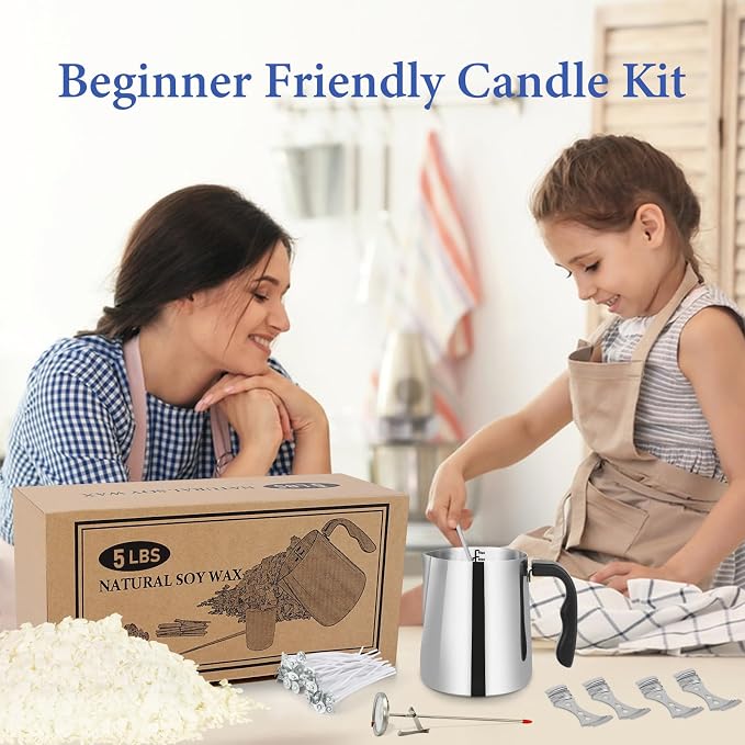 SAEUYVB Candle Making Kit,5 lbs Candle Wax for Candle Making | Natural Soy Wax Flakes with Pouring Pot for Candle Making,Candle Making Supplies for Adults Beginners