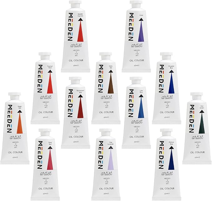 MEEDEN Artist Oil Paint Set - 12 Colors x 60ml/2oz Tubes | Floral and Botanical Palette for Canvas Painting, Rose, Violet, Blue and Green Colors for Flowers and Decorative Art