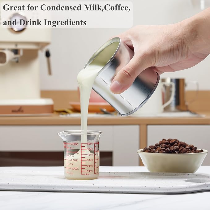 Ackers BORO3.3 2 oz Glass Measuring Cups with V-Shaped Spout, 2 Pack
