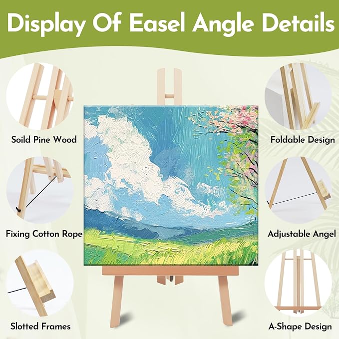 Conda 2 Pack 18 Inch Wooden Tabletop Easel Stand, A-Frame Art Painting Easel for Painting, Display & Art Creation, Canvas Holder for Artists, Students & Hobbyists