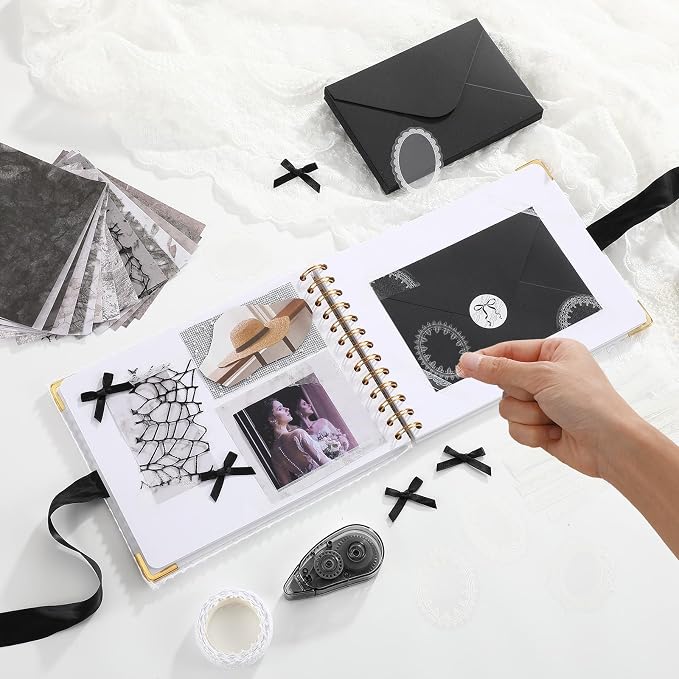 Letters to Bride Scrapbook,8.5 X 7 Inch,Bow,Black
