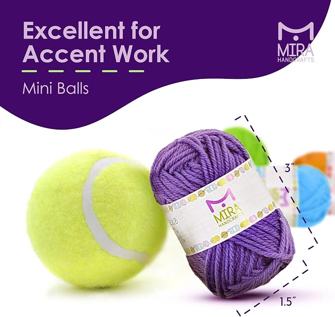 20 Acrylic Yarn Skeins - 438 Yards Multicolored Yarn in Total – Great Crochet and Knitting Starter Kit for Colorful Craft – Assorted Colors (Pack of 3)