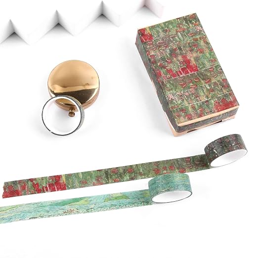 Lychii Washi Tape Set,12 Rolls 5M/16.4Ft Long Gold Foil Masking Tape,15mm