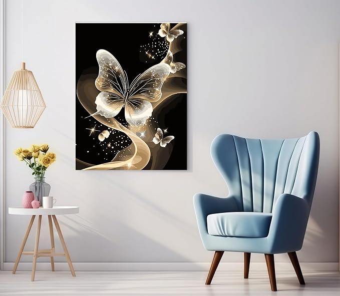 DOTSTART Paint by Numbers Kit for Adults, Starlight Butterfly Paint by Number for Adults,Acrylic Adults' Paint-by-Number Kits, DIY Easy Paint by Number Adult Canvas for Home Wall Art Decor,16X20 inch