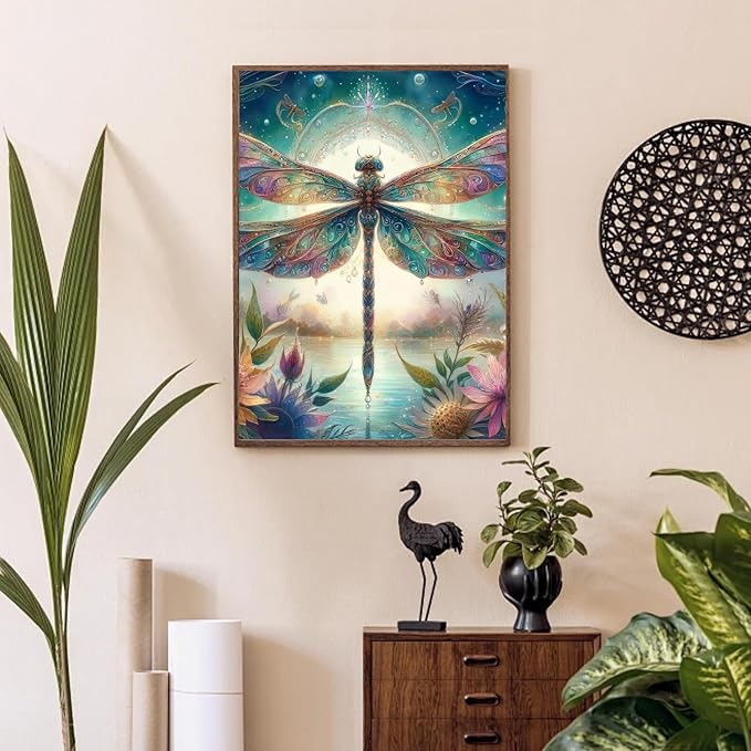 Vintage Dragonfly Paint by Numbers Kit for Adults Beginner (Without Frame)