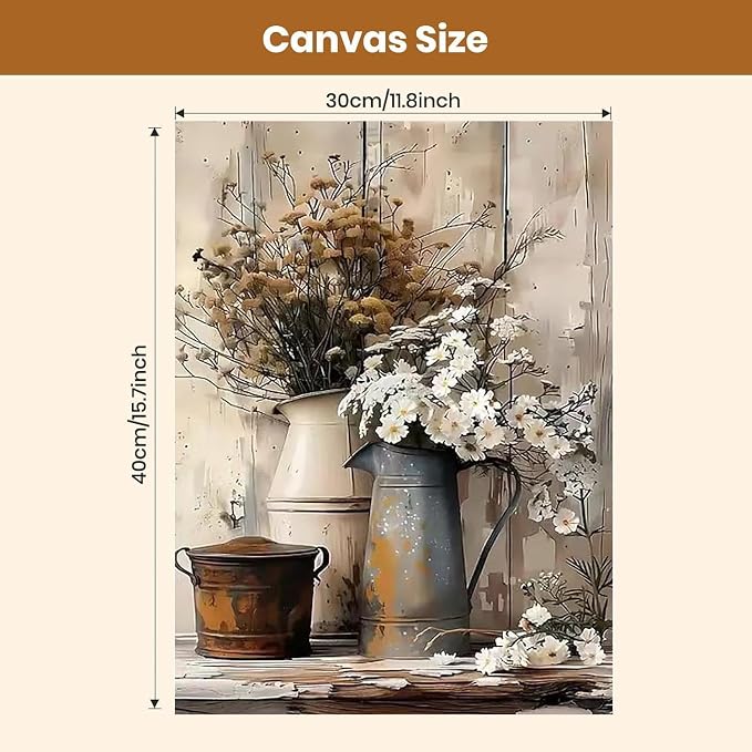 WUDWL Flower Paint by Numbers Kit for Adults,Color By Numbers for Adults | Flower Landscape Decor Painting by Number On Canvas, Paint Number Artist Funny Without Frame DIY, Home Wall Decor, 12x16in