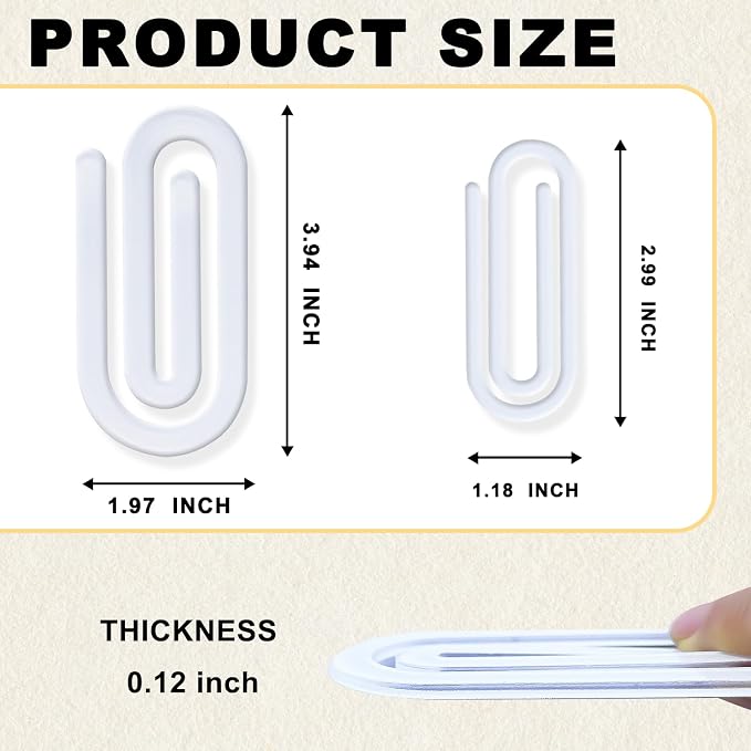 10 Pack Sublimation Blanks Acrylic Paper Clips, 4" x 2" Jumbo Paper Clips Clear for Heat Transfer DIY Design, School Classroom Stationery Office, Home Gift Crafts Supplies