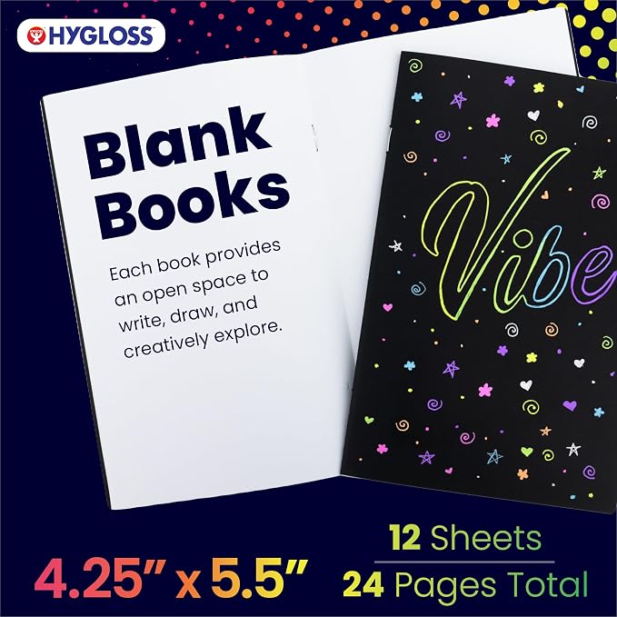 Hygloss Blank Books - Bulk 20 Pack – 4.25" x 5.5" A6 Black Paperback Blank Books for Kids to Write Stories, Doodle, Arts & Crafts – Plain Drawing Sketchbook, Unlined Journal, Notebook Without Lines