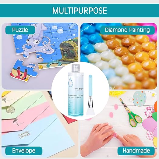 Topwey 250ML Diamond Painting Glue Shine Effect (8.8 Fl Oz) | Also Applicable to Jigsaw Puzzles , Diamond Art Coasters