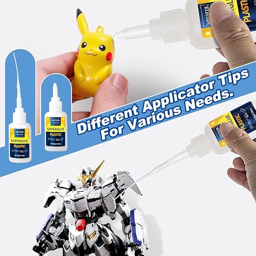 Super Glue for Plastic 100g, Plastic Glue for Legos,Model, 3D Printing Repair & Miniatures, Fast Drying Heavy Duty Adhesive for PLA, ABS, PVC, Acrylic, Car, Includes 6 Precision Micro-Tips