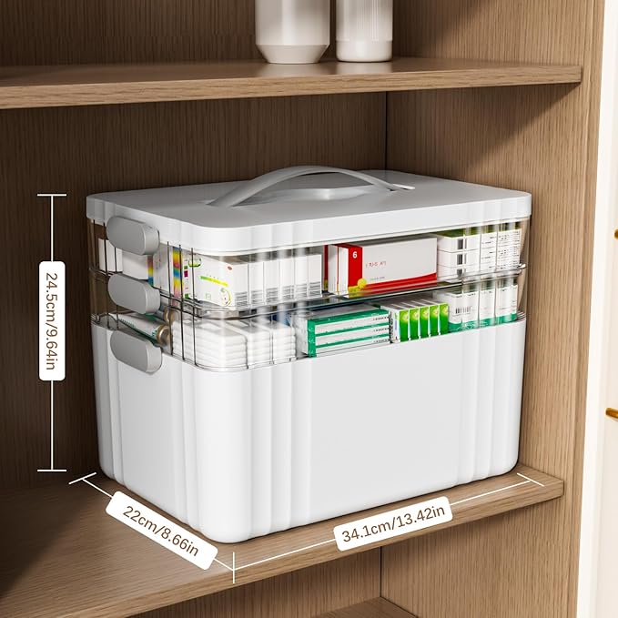 ARSTPEOE 3-Tier Medicine Organizer - Portable Medicine Cabinet with Handle