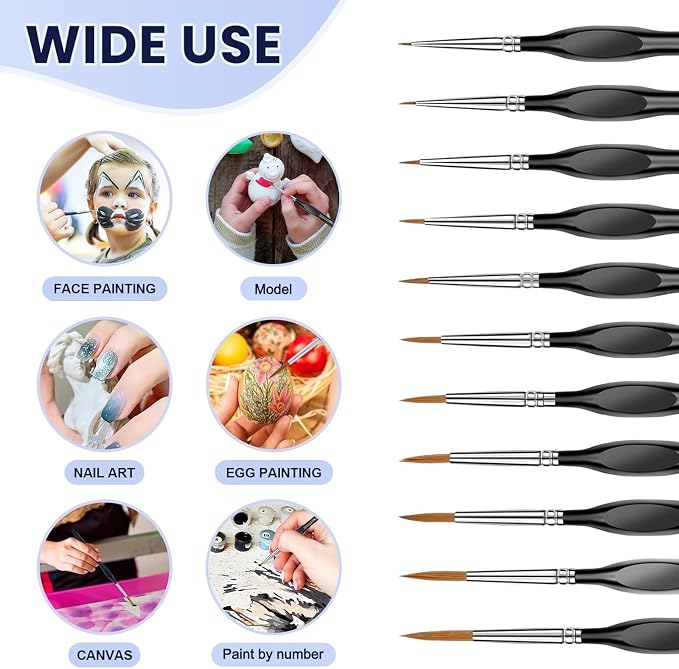 11 Pcs Detail Paint Brushes with Triangular Handles for Acrylic, Model, Art | Paint by Numbers Kit for Adults, Paint Brushe for Acrylic Painting, Face, Citadel, Figurine, Watercolor,Oil